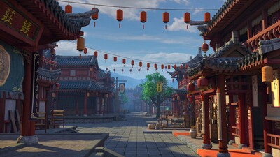 古代街道 古代房子模型-古代场景模型库-Maya(.ma/.mb)模型下载-cg模型网