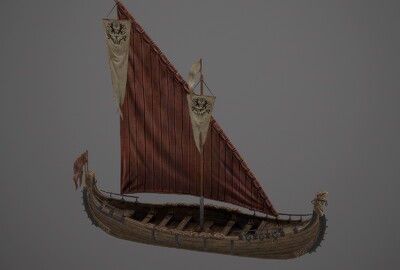 简模维京船04帆船viking战船小舟boat