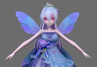 二次元 紫罗兰蝴蝶公主 花仙子 蝴蝶精灵 漂亮小女孩 girl 蝴蝶仙女