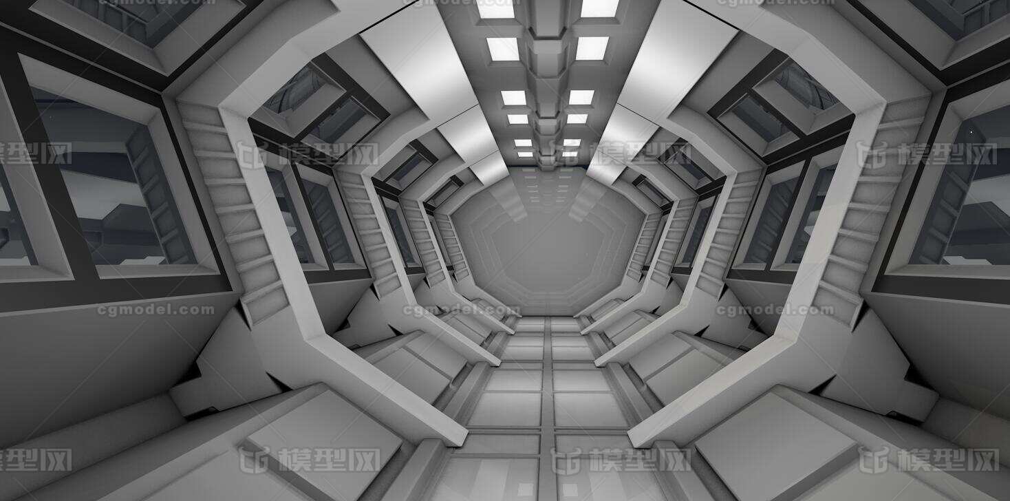 走廊模型 未来科技走廊通道模型-科幻场景模型库-3ds Max(.max)模型下载-cg模型网