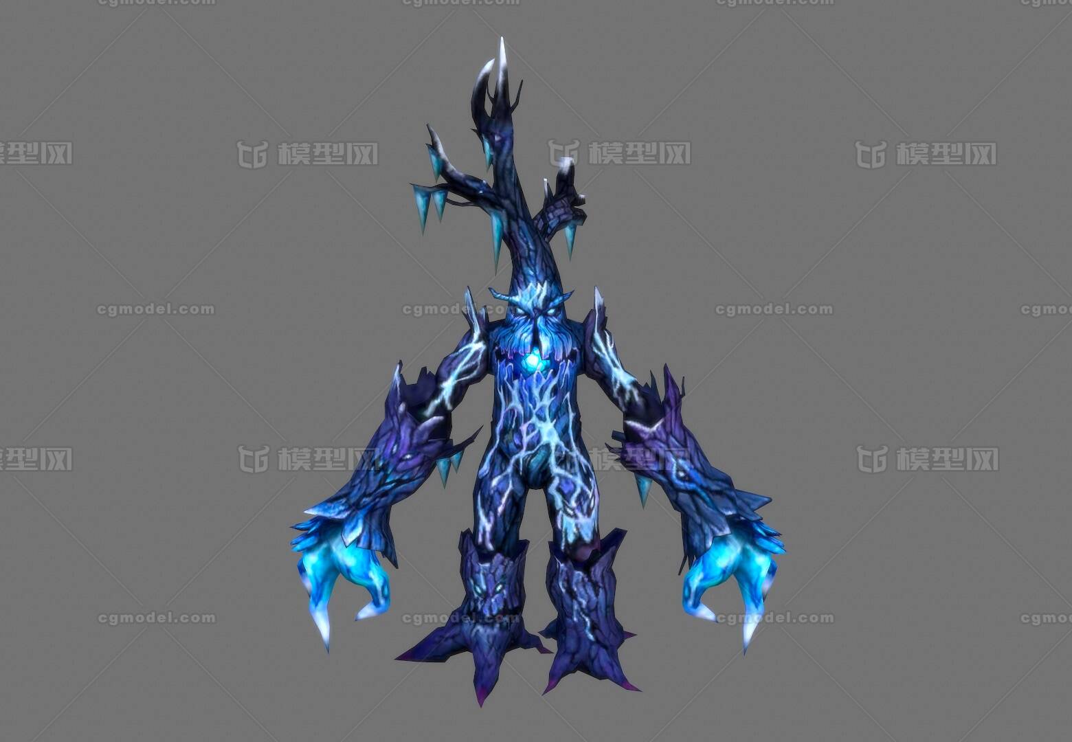 手绘寒冰树妖寒冰树怪怪物