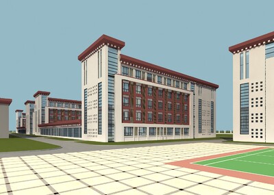 学校 中学 高中 大学 民族_在努力作品_建筑公共设施_cg模型网