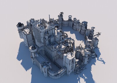 古代西方要塞城堡高模破坏