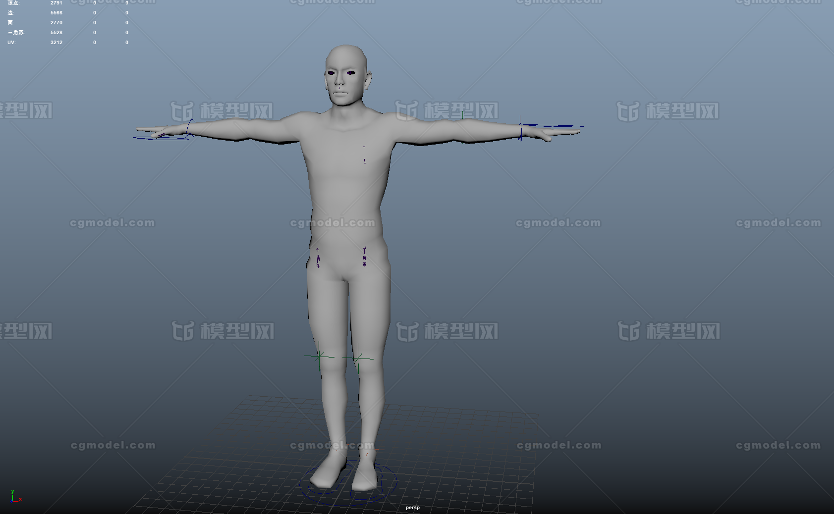 男人身体 maya格式 tpose 纯白_尘雪作品_人物男人_cg模型网