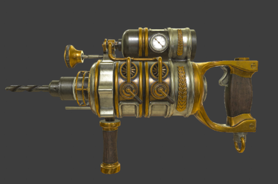 141 pbr次世代 电钻 电锤 冲击钻 钻头 蒸汽朋克 复古 老式 武器 手钻