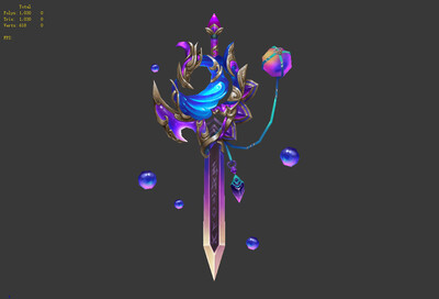 飞剑 水晶 凤鸣剑 神剑 宝剑 法宝 法器 中国风 写实风 手绘武器低模