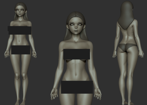 女性 cg游戏模型zbrush模型少女3d模型