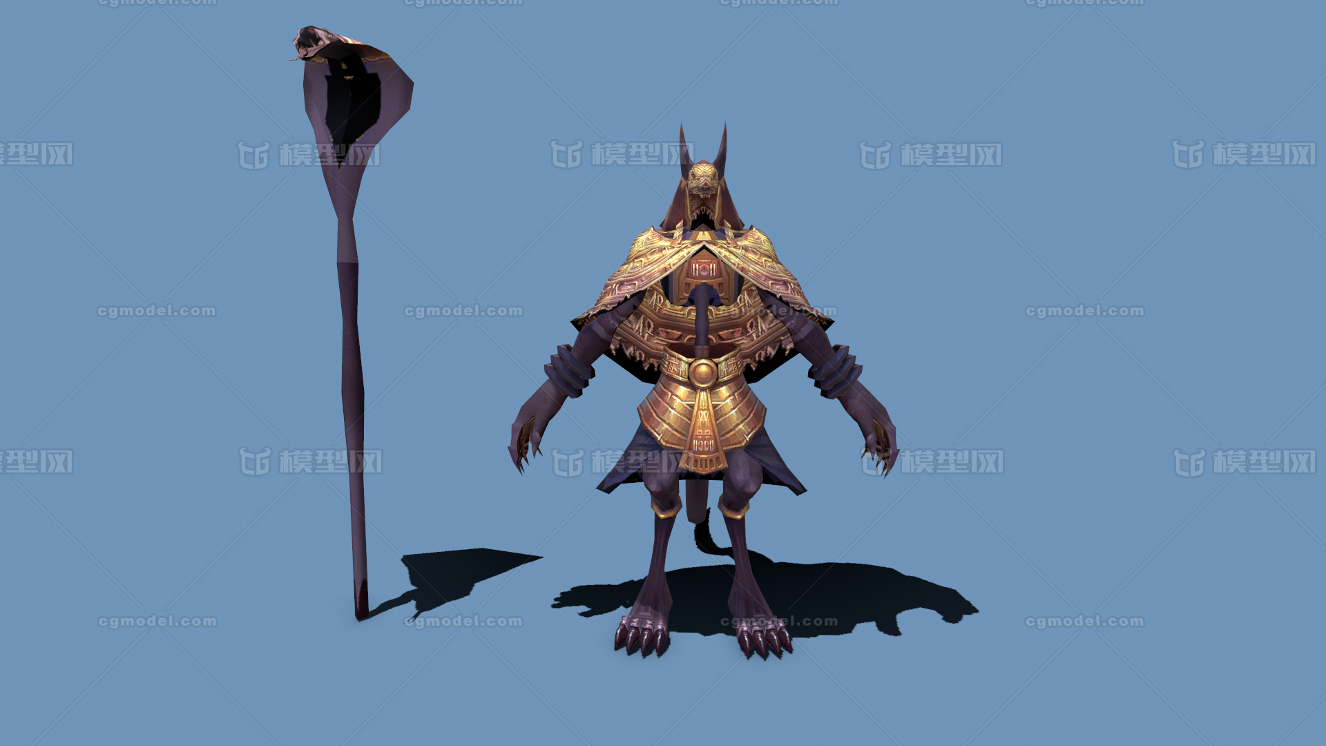 手绘沙漠领主,狗头战士,金字塔守护者,卡通