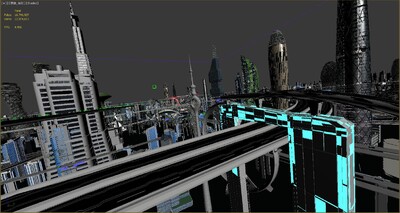 大型未来城市 上海 科幻城市 未来高铁站 汽车 东方明珠 悬浮路城市