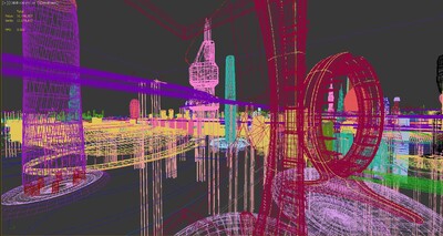 大型未来城市 上海 科幻城市 未来高铁站 汽车 东方明珠 悬浮路城市