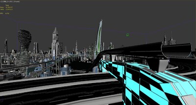 大型未来城市 上海 科幻城市 未来高铁站 汽车 东方明珠 悬浮路城市