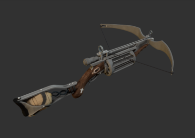 次时代弓弩模型 弓弩低面模型卡通诸葛连弩 卡通连弩 卡通弩箭