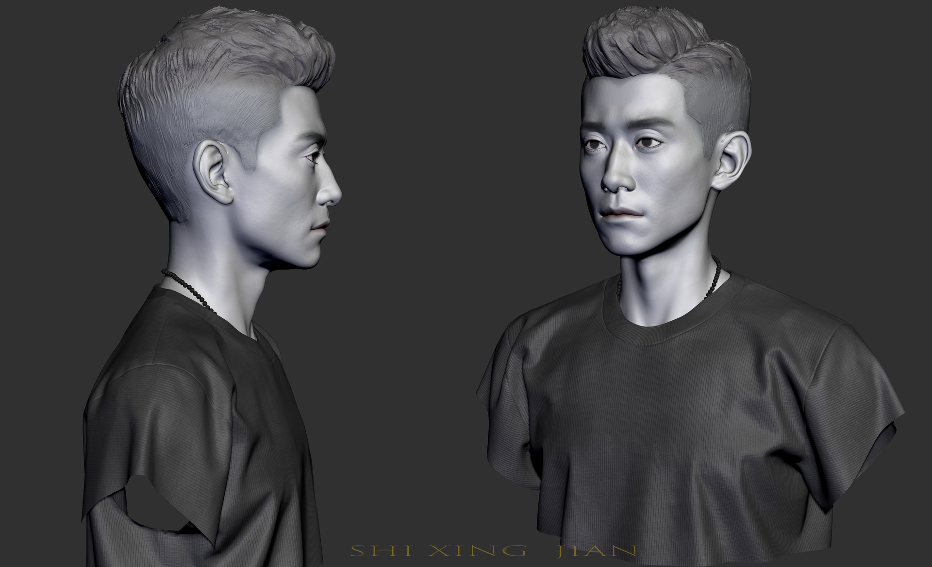 亚洲男青年头像高模速雕张一山