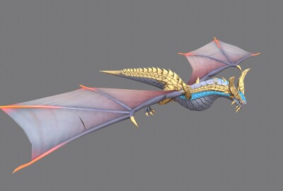 写实 pbr 金甲飞龙 魔幻龙 盔甲飞龙 dragon