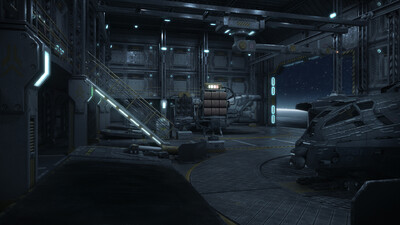 未来科幻场景 军事基地 飞船 飞行器 太空舱