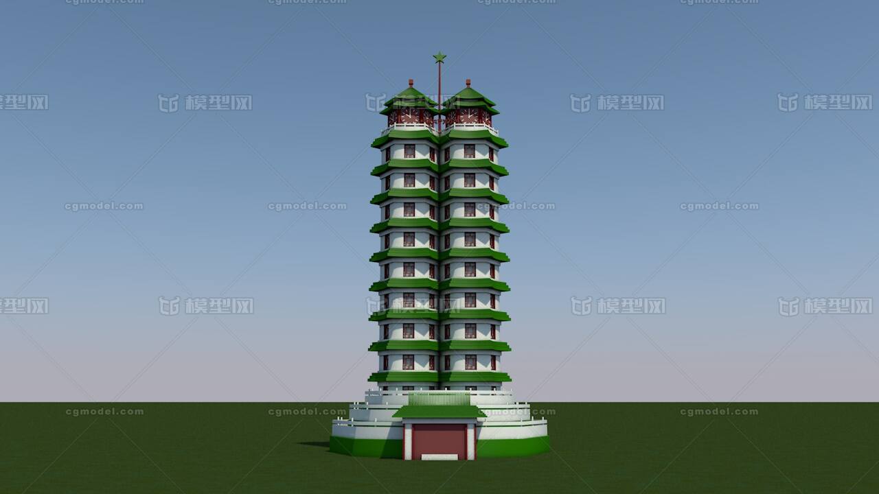 河南郑州二七纪念塔_1988leolee作品_建筑里程碑_cg模型网