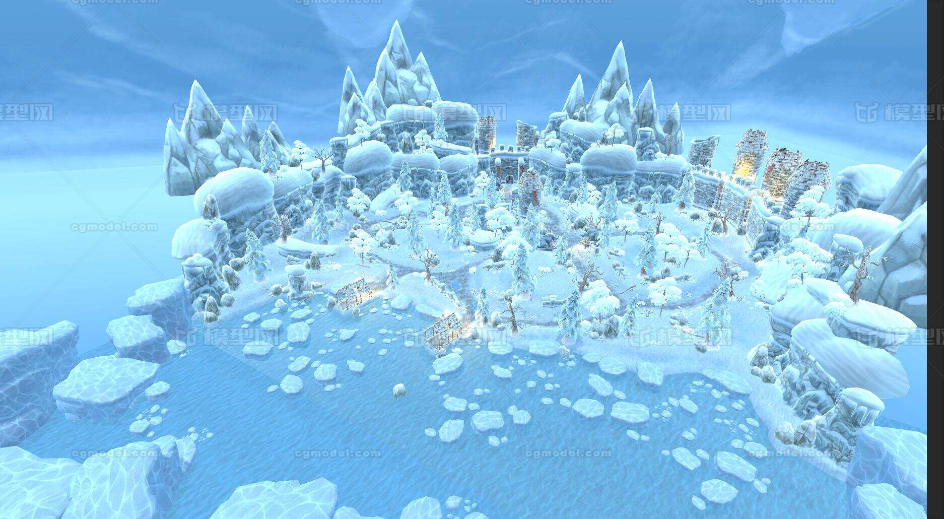 一个完整的游戏场景,里面包括树木 石头 等各种场景搭建物件,而且模型