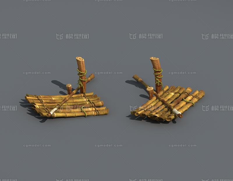 木筏 竹筏模型-古代船/仿古船模型库-3ds Max(.max)模型下载-cg模型网