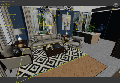 房子 客厅 沙发 床 室内设计 3dmax2018格式 住宅 房间