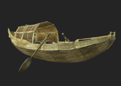 古代老式捕鱼船摆渡船客船木舟