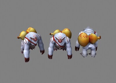 三渲二 白猿 猿猴 巨猿 背葫芦 猴子 武侠 仙侠 中国风 传奇风 手绘