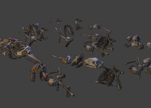 游戏场景 漫画场景 卡通场景 骨骼 骨头堆 头骨 骷髅 兽骨 恐龙骨骼