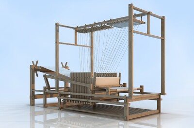 织布机,纺织机,纺纱,织布_641776407作品_场景古代场景_cg模型网