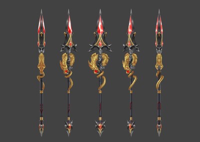 金龙枪 黑金神枪 武器 神兵 法宝 法器 武侠 仙侠 传奇风 手绘低模
