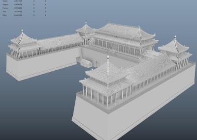 故宫午门模型,带贴图,文件整理的很干净,maya模型,360度无死角