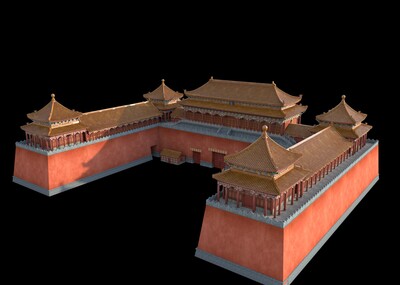 故宫午门模型,带贴图,文件整理的很干净,maya模型,360度无死角