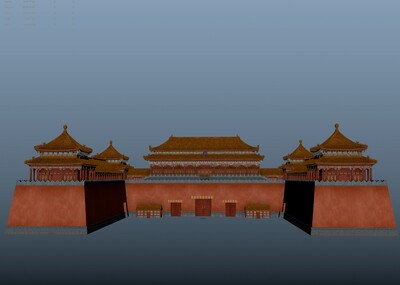 故宫午门模型,带贴图,文件整理的很干净,maya模型,360度无死角