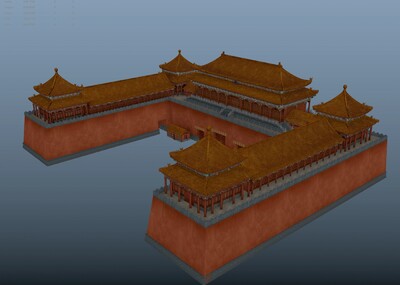 故宫午门模型,带贴图,文件整理的很干净,maya模型,360度无死角