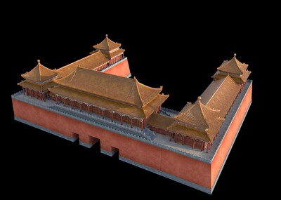 故宫午门模型,带贴图,文件整理的很干净,maya模型,360度无死角