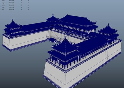 故宫午门模型,带贴图,文件整理的很干净,maya模型,360度无死角