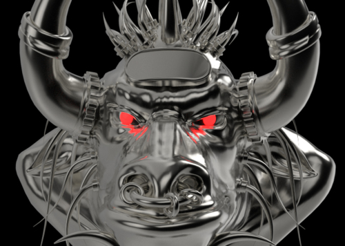 蒸汽朋克机械牛头_虎躯一震作品_动物机器动物_cg模型网