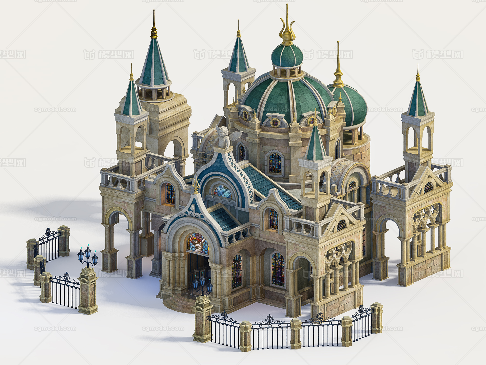 教堂 巴洛克模型-历史建筑模型库-3ds Max(.max)模型下载-cg模型网