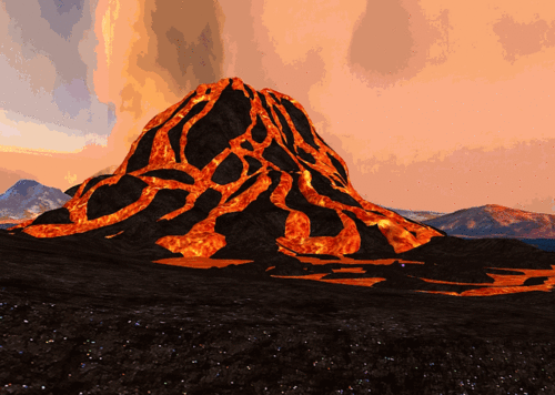 火山喷发 活火山岩 岩浆 火山地形 火海 ar vr虚拟现实游戏次世代场景