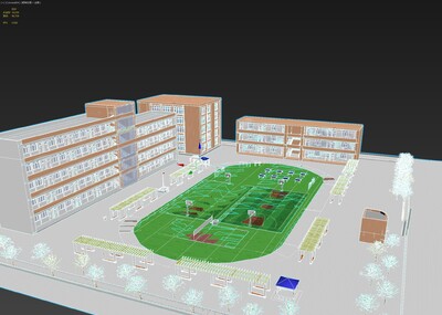 学校 教学楼 校园大学 初高中小学校操场 vr虚拟现实次世代模型