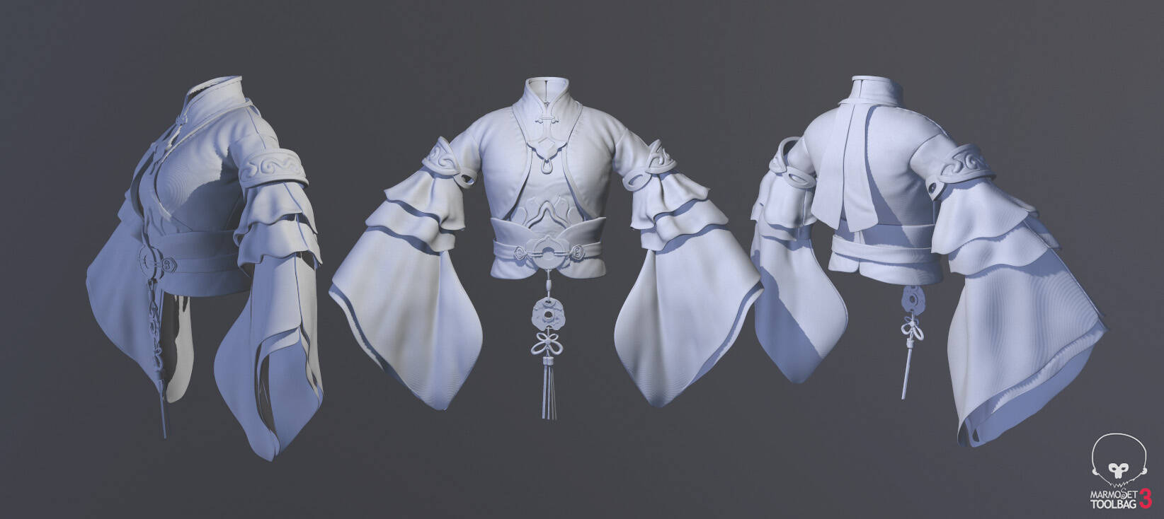 古装衣服雕刻_令仪a作品_角色/人物/生物_cg模型网