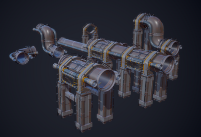 次世代pbr 科幻管道 阀门 太空舱管道 飞船管道 补给站管道 通风管