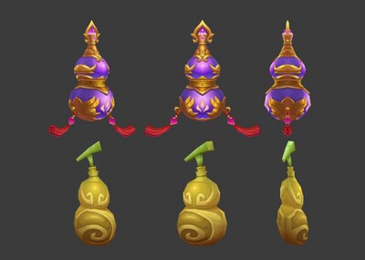 紫金葫芦 木纹葫芦 法宝 法器 武器 神兵 武侠 仙侠 手绘道具低模