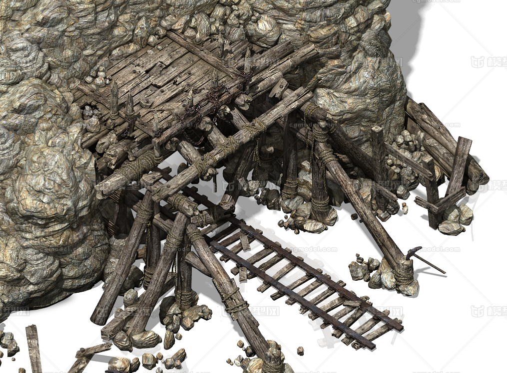 洞口,山洞口,矿洞口,僵尸矿洞入口,矿洞,写实山石,三渲二山石,影视矿