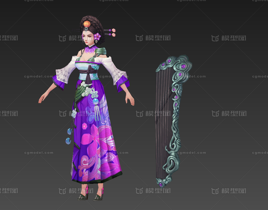 手绘贴图古装汉服武侠风美女美人韩式 Cg模型网 Cgmodel 三维设计师交流互动平台 专注多品类3d模型下载 原创作品分享 软件学习