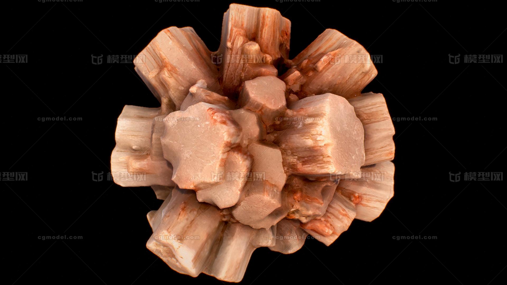 水晶 矿石 晶石 石英 游戏 次_4s16fa2fs23作品_石头植物石头_cg模型