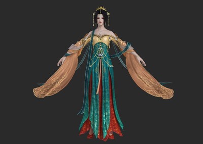 PBR美女 古代长裙美人模型-女人模型库-3ds Max(.max)模型下载-cg模型网