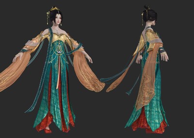 PBR美女 古代长裙美人模型-女人模型库-3ds Max(.max)模型下载-cg模型网