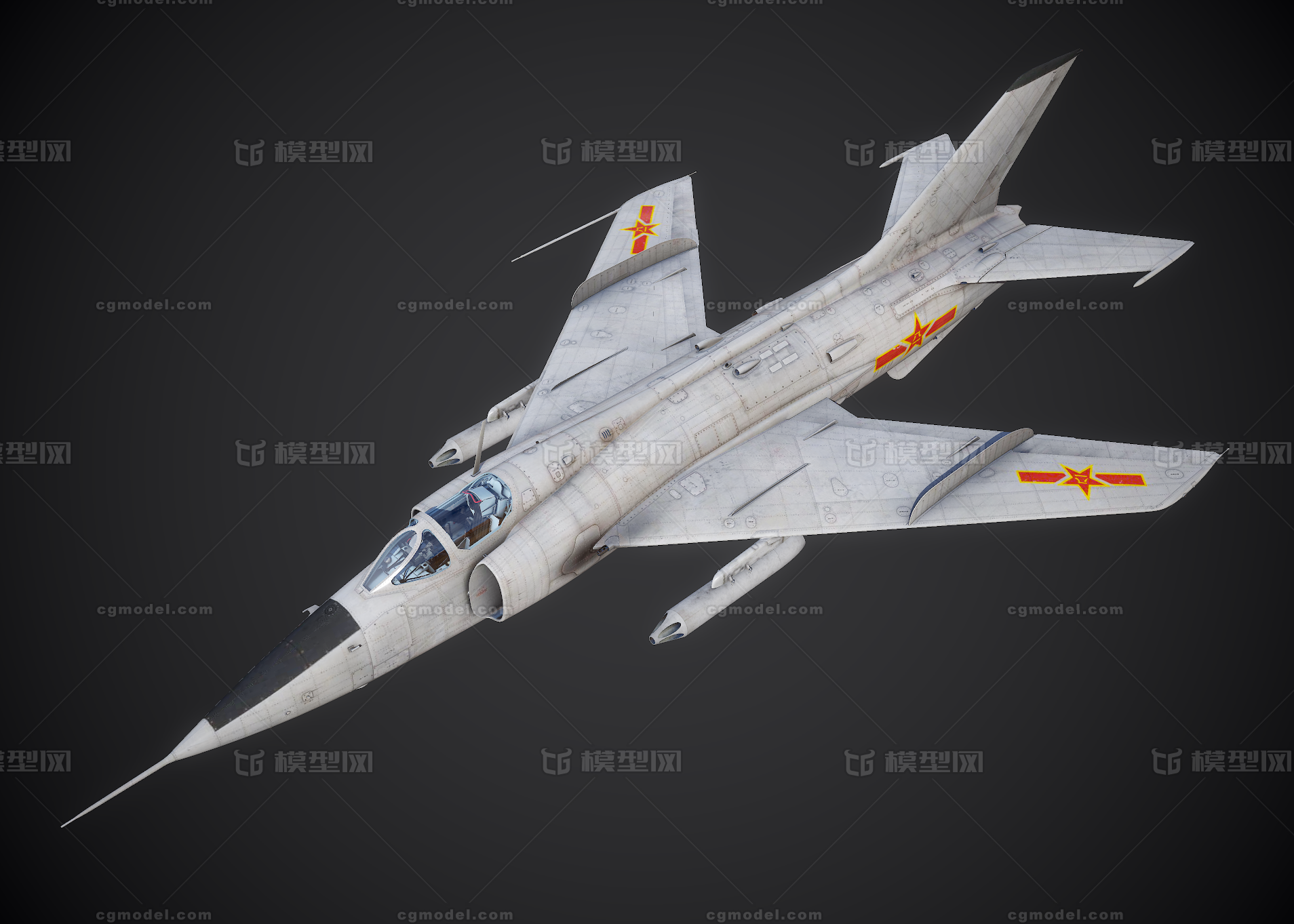 中国空军 强-5基本型模型-军用飞机模型库-Marmoset Toolbag(.tbscene/.tbmat)模型下载-cg模型网
