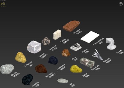 矿石 花岗岩 石墨 磁铁矿 辉_szx0317作品_石头植物石头_cg模型网