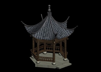 六角亭 亭子 建筑 建筑模型 古建 古建模型 古建筑