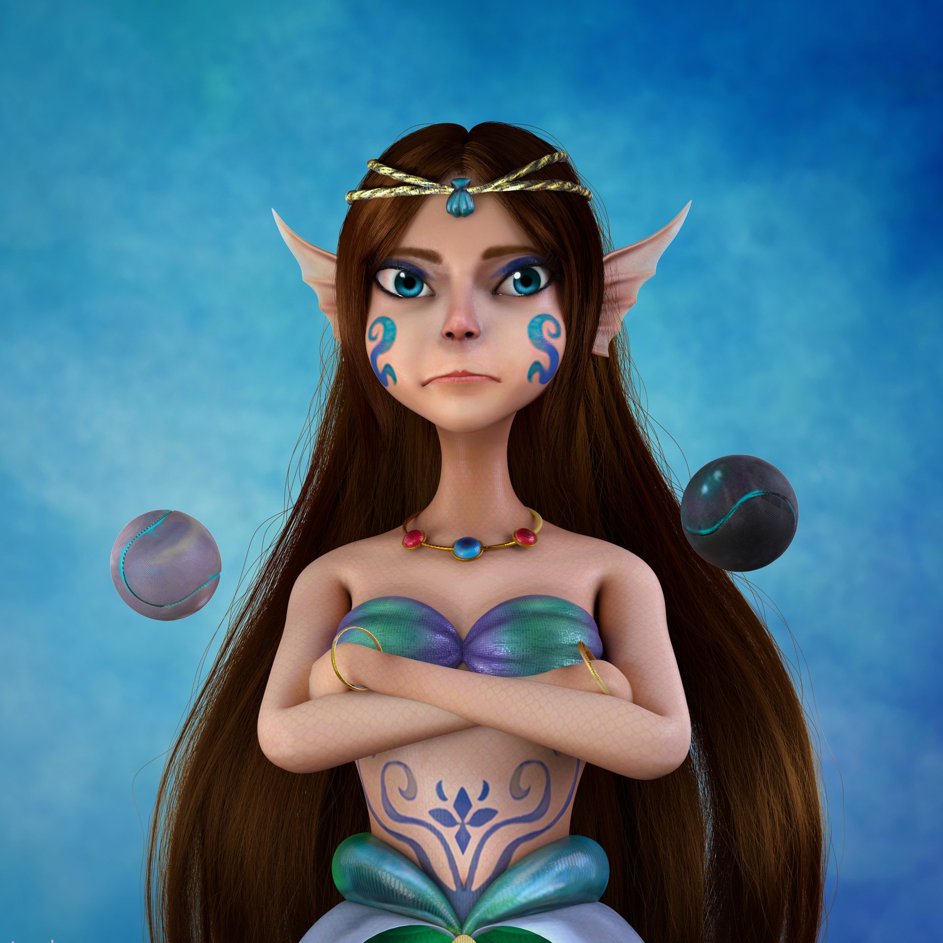 女角色-鲛人鱼_盒子里的猫作品_角色/人物/生物_cg模型网